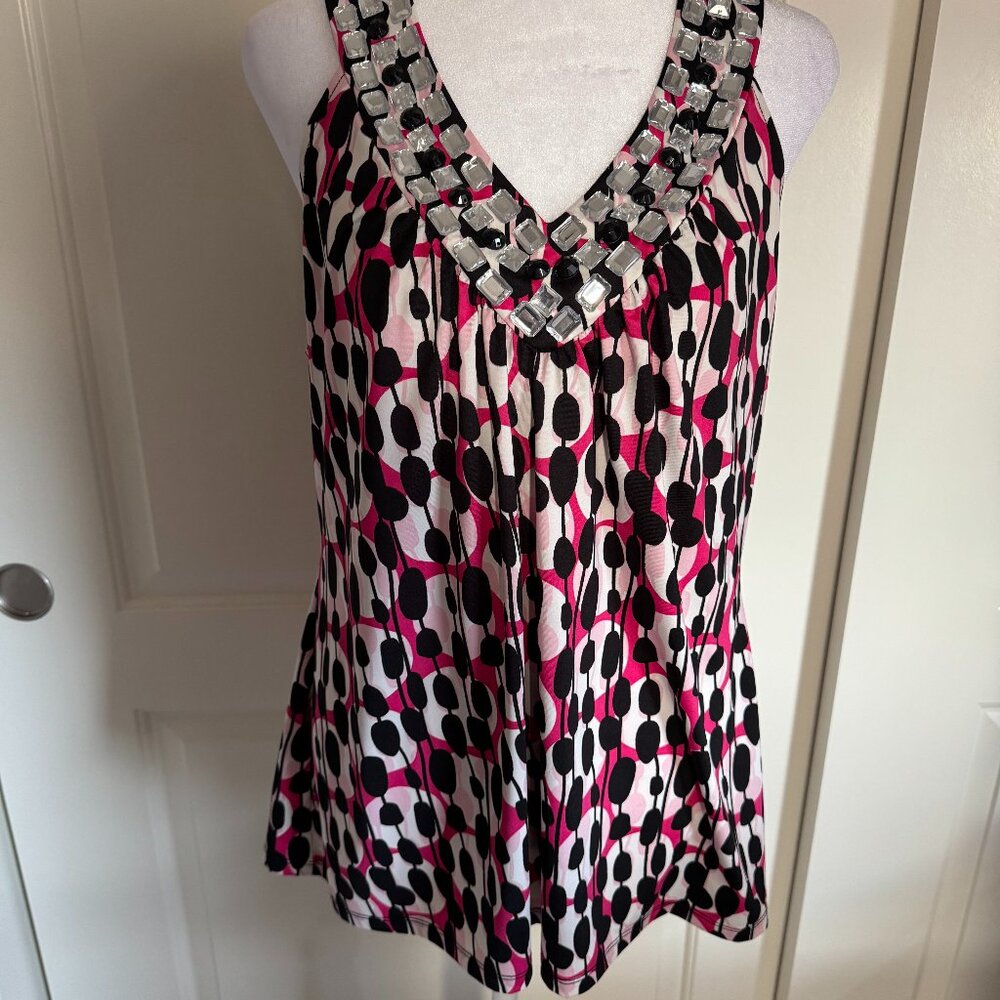 INC Embellished Sleeveless Top, Size Large